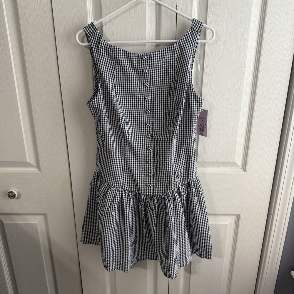 Wild Fable Navy White Plaid Drop Waist Sundress Womens Size Medium NEW Boho - Picture 2 of 6